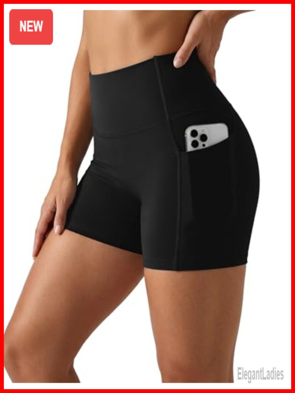 Women's High Waist Biker Shorts with Pockets 4.5" Inseam Nylon Spandex